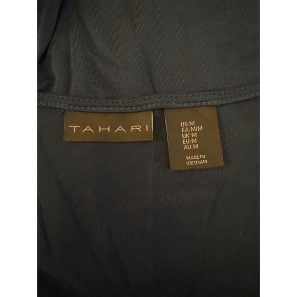 Tahari women's navy blue twisted v-neck long sleeve casual blouse size medium - Picture 7 of 8